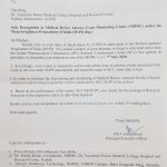 Recognition as Medical Device Adverse Event Monitoring Centre(MDMC) under the Materiovigilance Programme of India (MvPI)-Reg.